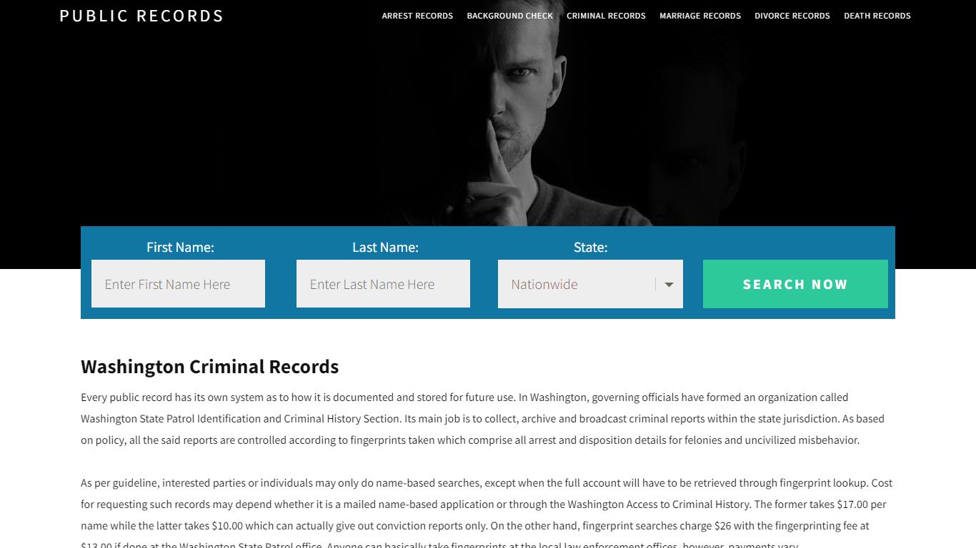 Washington criminal records - Public Records By Name- Enter Name & Search